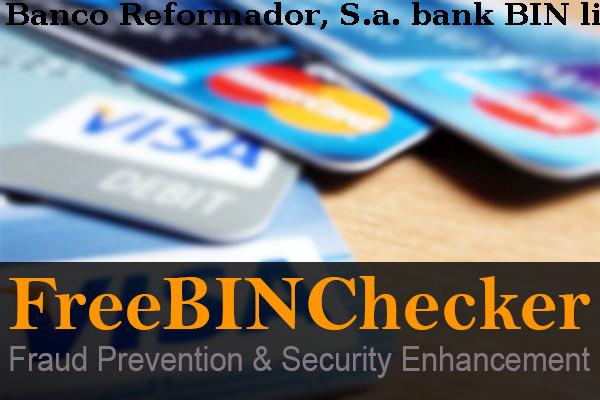Banco Reformador, S.a. BIN List