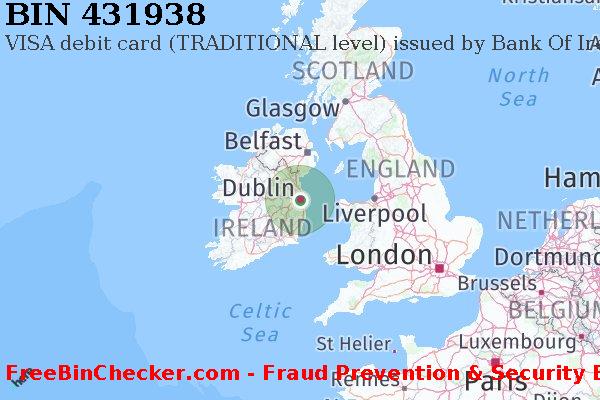 431938 VISA debit Ireland IE BIN List