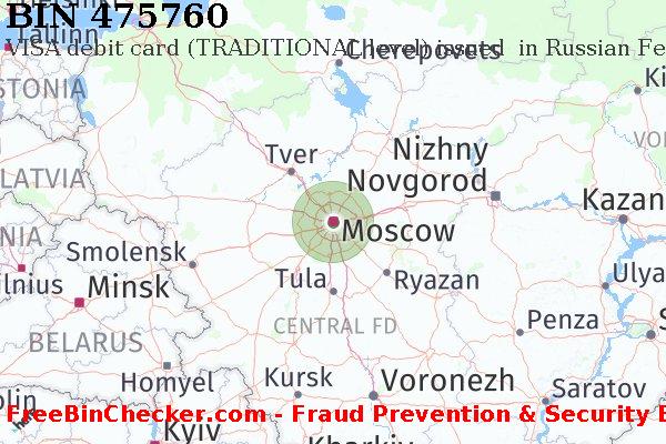 475760 VISA debit Russian Federation RU BIN List
