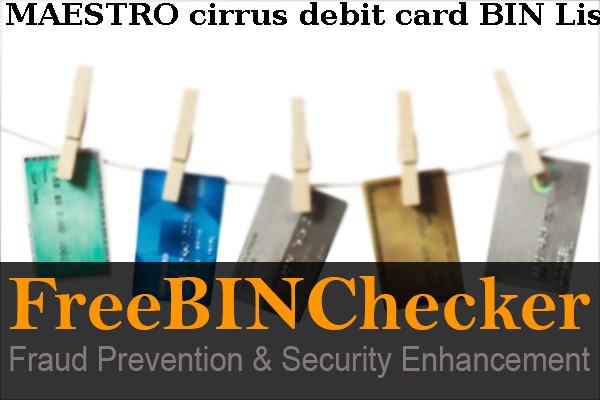 MAESTRO cirrus debit BIN列表