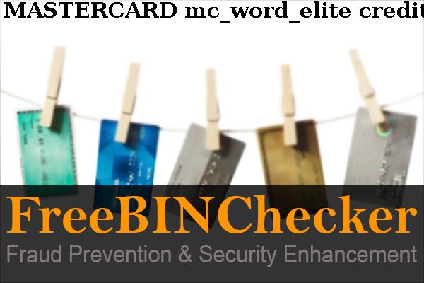 MASTERCARD mc_word_elite credit BIN List