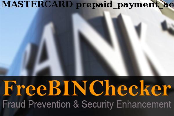 MASTERCARD PREPAID PAYMENT ACCOUNT credit BIN 목록