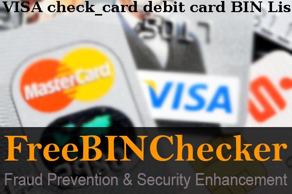 VISA CHECK CARD debit Список БИН