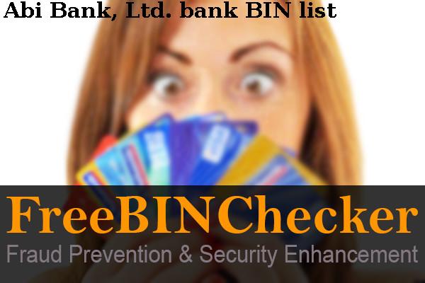 Abi Bank, Ltd. Lista de BIN