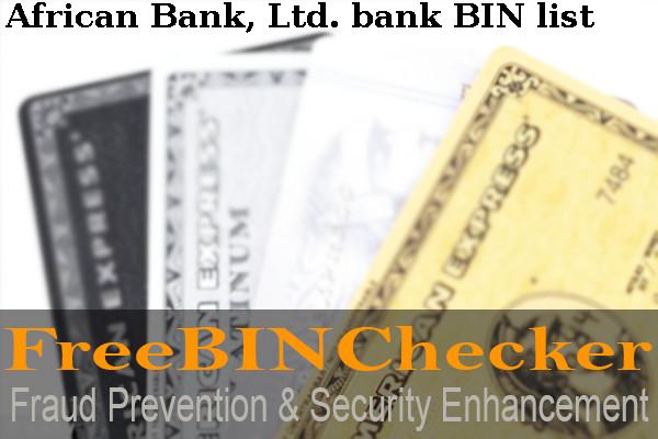 African Bank, Ltd. BIN Liste 