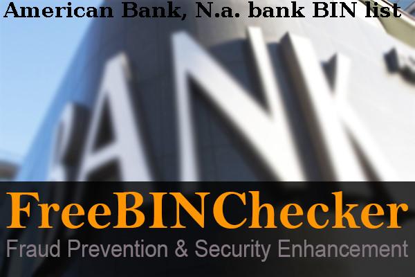 American Bank, N.a. BIN Lijst