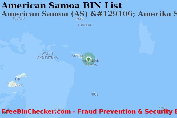 American Samoa American+Samoa+%28AS%29+%26%23129106%3B+Amerika+Samoa+Bank BIN List