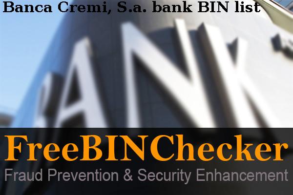 Banca Cremi, S.a. BIN List