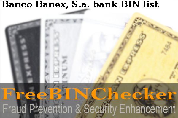 Banco Banex, S.a. قائمة BIN