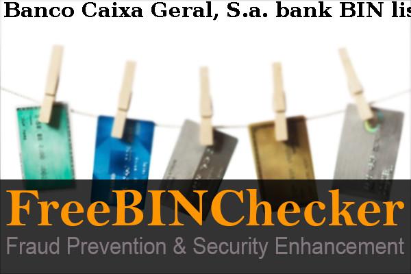 Banco Caixa Geral, S.a. قائمة BIN