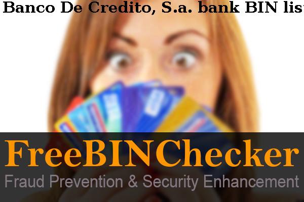 Banco De Credito, S.a. قائمة BIN