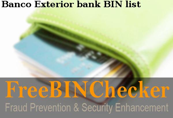 Banco Exterior BIN Danh sách
