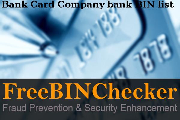 Bank Card Company BIN Lijst
