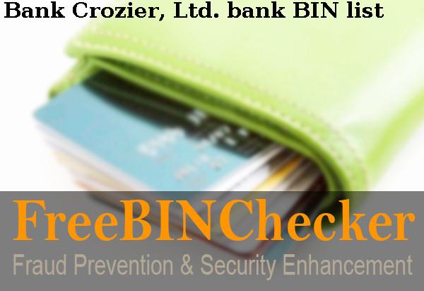 Bank Crozier, Ltd. Lista BIN