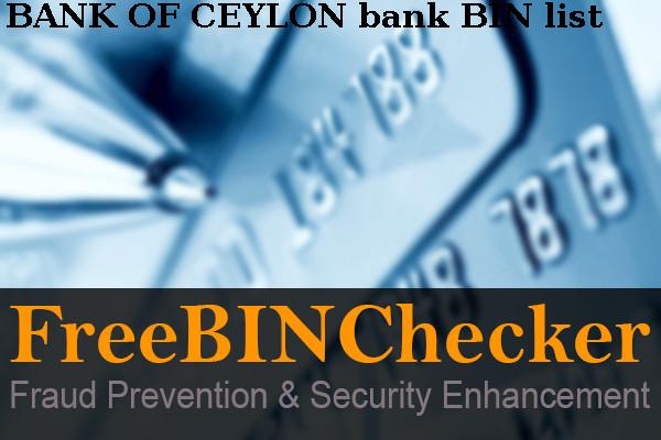 Bank Of Ceylon Lista de BIN