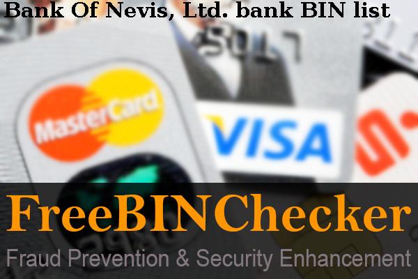 Bank Of Nevis, Ltd. Lista de BIN