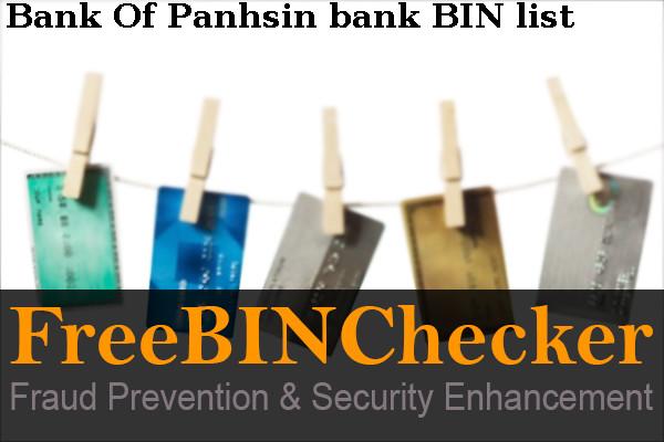Bank Of Panhsin BIN Lijst