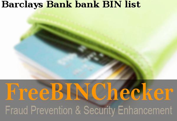 Barclays Bank BIN 목록