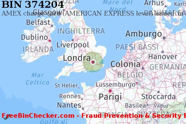 374204 AMEX charge United Kingdom GB Lista BIN