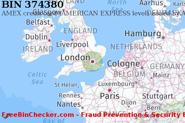374380 AMEX credit United Kingdom GB BIN List