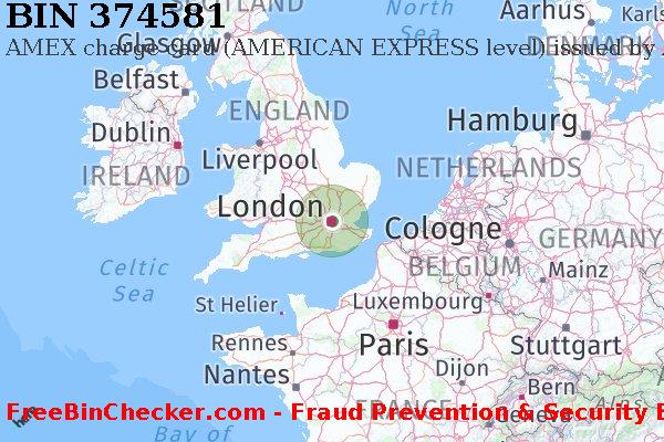 374581 AMEX charge United Kingdom GB BIN List