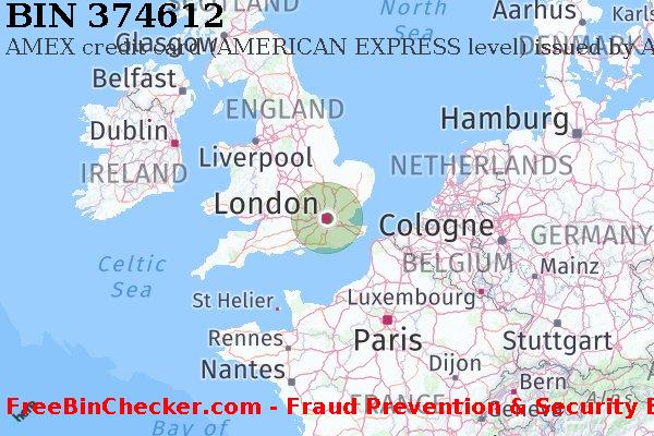 374612 AMEX credit United Kingdom GB BIN List