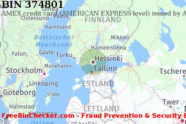 374801 AMEX credit Finland FI BIN-Liste