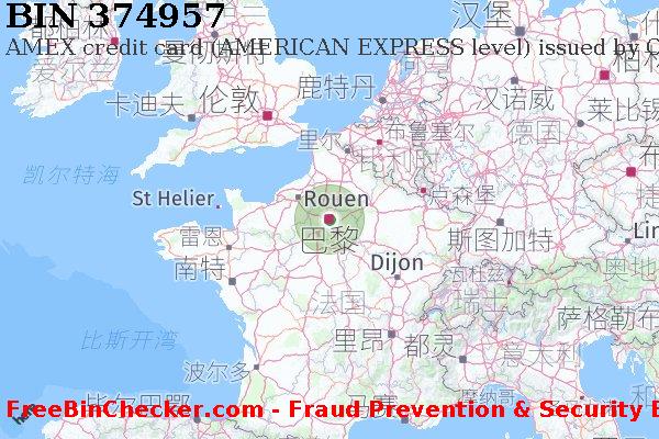 374957 AMEX credit France FR BIN列表