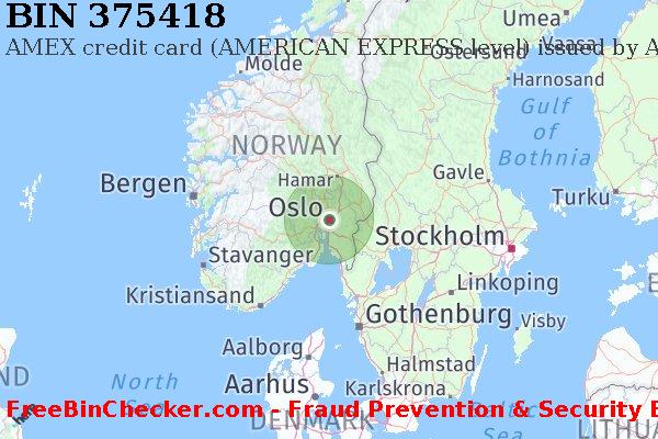 375418 AMEX credit Norway NO বিন তালিকা