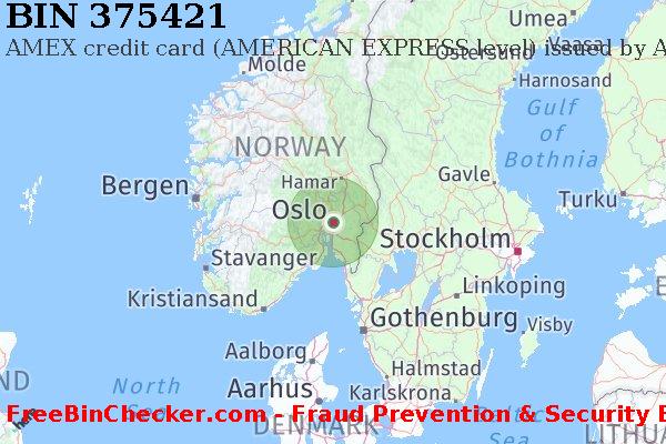 375421 AMEX credit Norway NO বিন তালিকা