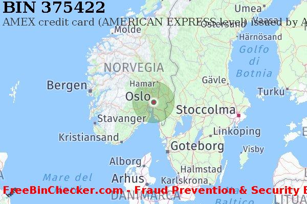 375422 AMEX credit Norway NO Lista BIN