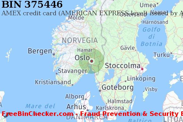 375446 AMEX credit Norway NO Lista BIN