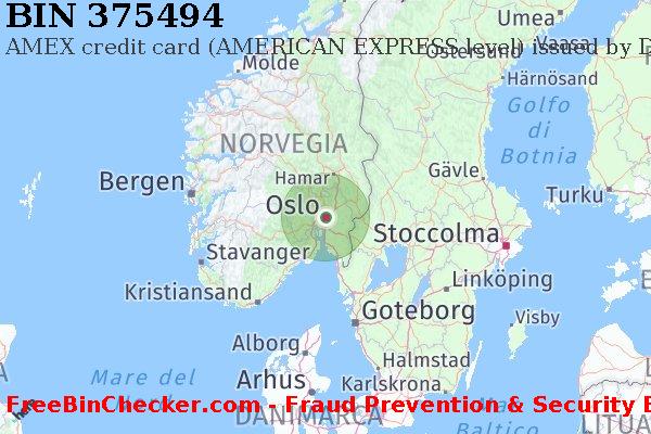 375494 AMEX credit Norway NO Lista BIN