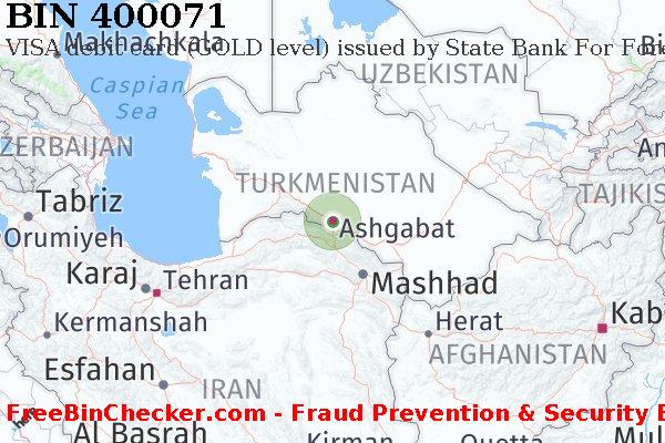 400071 VISA debit Turkmenistan TM BIN List