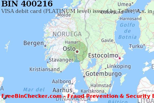 400216 VISA debit Norway NO Lista de BIN