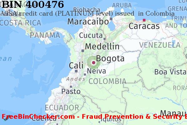 400476 VISA credit Colombia CO Lista de BIN