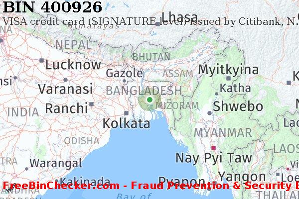 400926 VISA credit Bangladesh BD बिन सूची