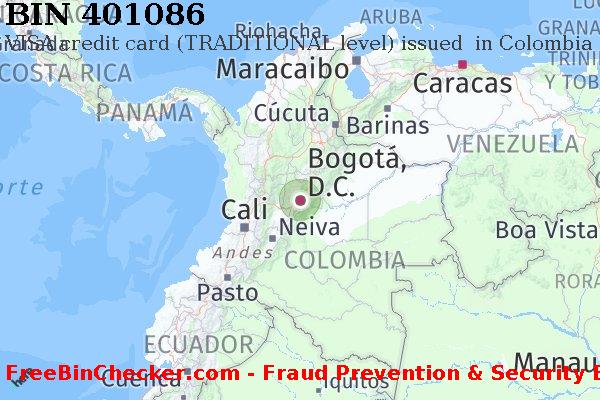 401086 VISA credit Colombia CO Lista de BIN