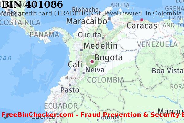 401086 VISA credit Colombia CO Lista de BIN