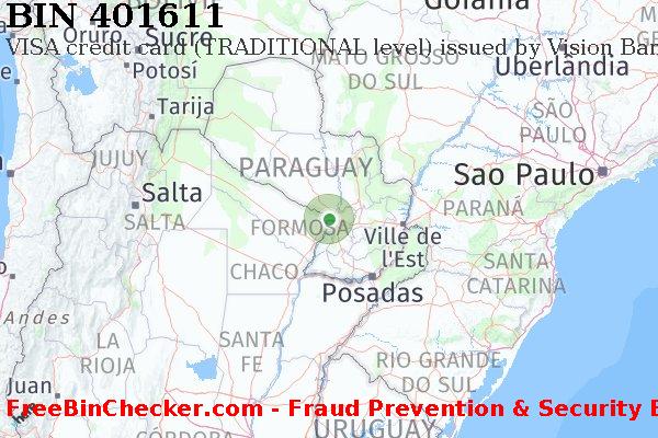 401611 VISA credit Paraguay PY BIN Liste 