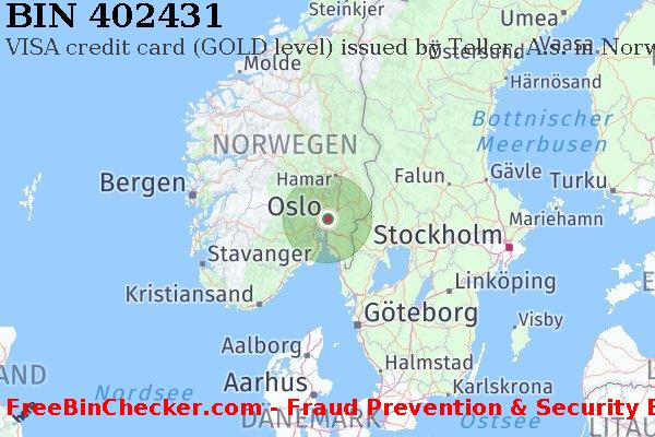 402431 VISA credit Norway NO BIN-Liste