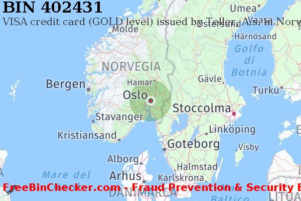 402431 VISA credit Norway NO Lista BIN