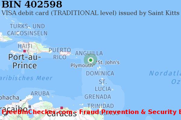 402598 VISA debit Saint Kitts and Nevis KN BIN-Liste