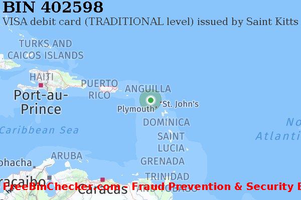 402598 VISA debit Saint Kitts and Nevis KN BINリスト