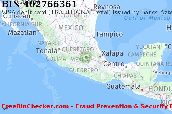 402766361 VISA debit Mexico MX BIN Lijst