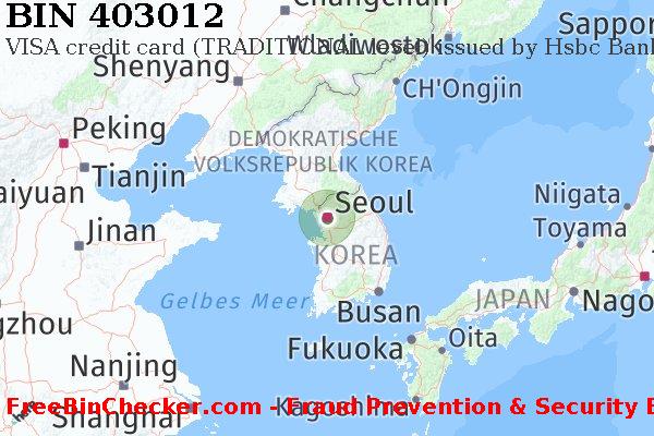 403012 VISA credit South Korea KR BIN-Liste