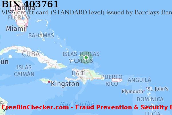 403761 VISA credit Turks and Caicos Islands TC Lista de BIN