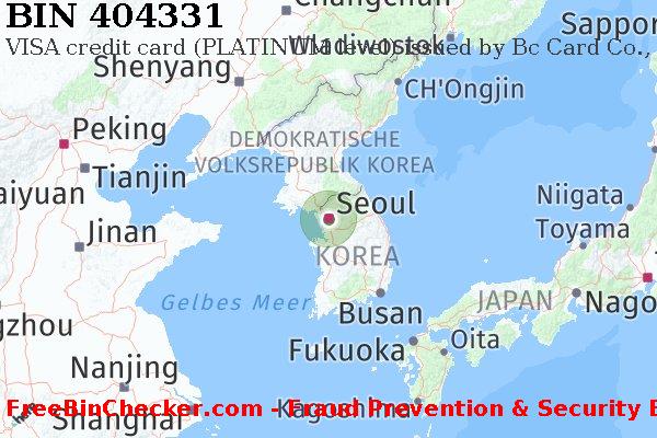 404331 VISA credit South Korea KR BIN-Liste