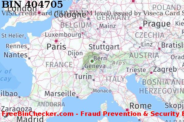 404705 VISA credit Switzerland CH बिन सूची