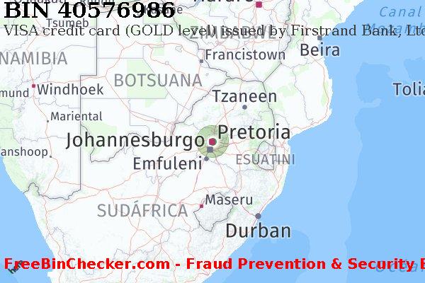 40576986 VISA credit South Africa ZA Lista de BIN